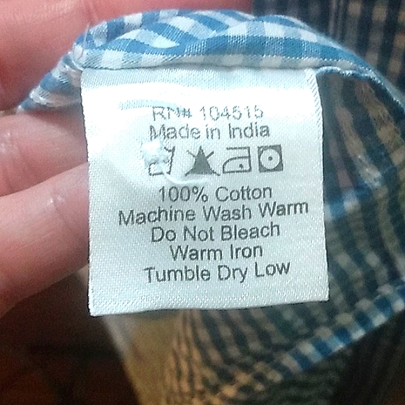 PD&C blue white check button up long sleeve shirt 2X xxl - Picture 10 of 11